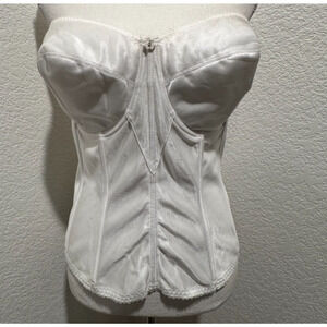 Dominique White Rachelle Satin Strapless Corset Bustier Bra Sz 40DD Item #8950